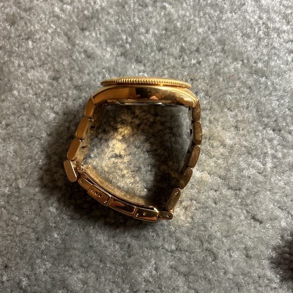 Fossil Men’s Stainless Steel Chronograph Watch Gold Tone Blue Dial Box Xtra Link - Picture 13 of 16